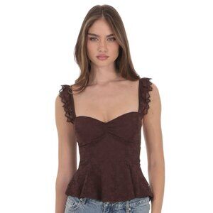 LUCY IN THE SKY BROWN LACE TOP
